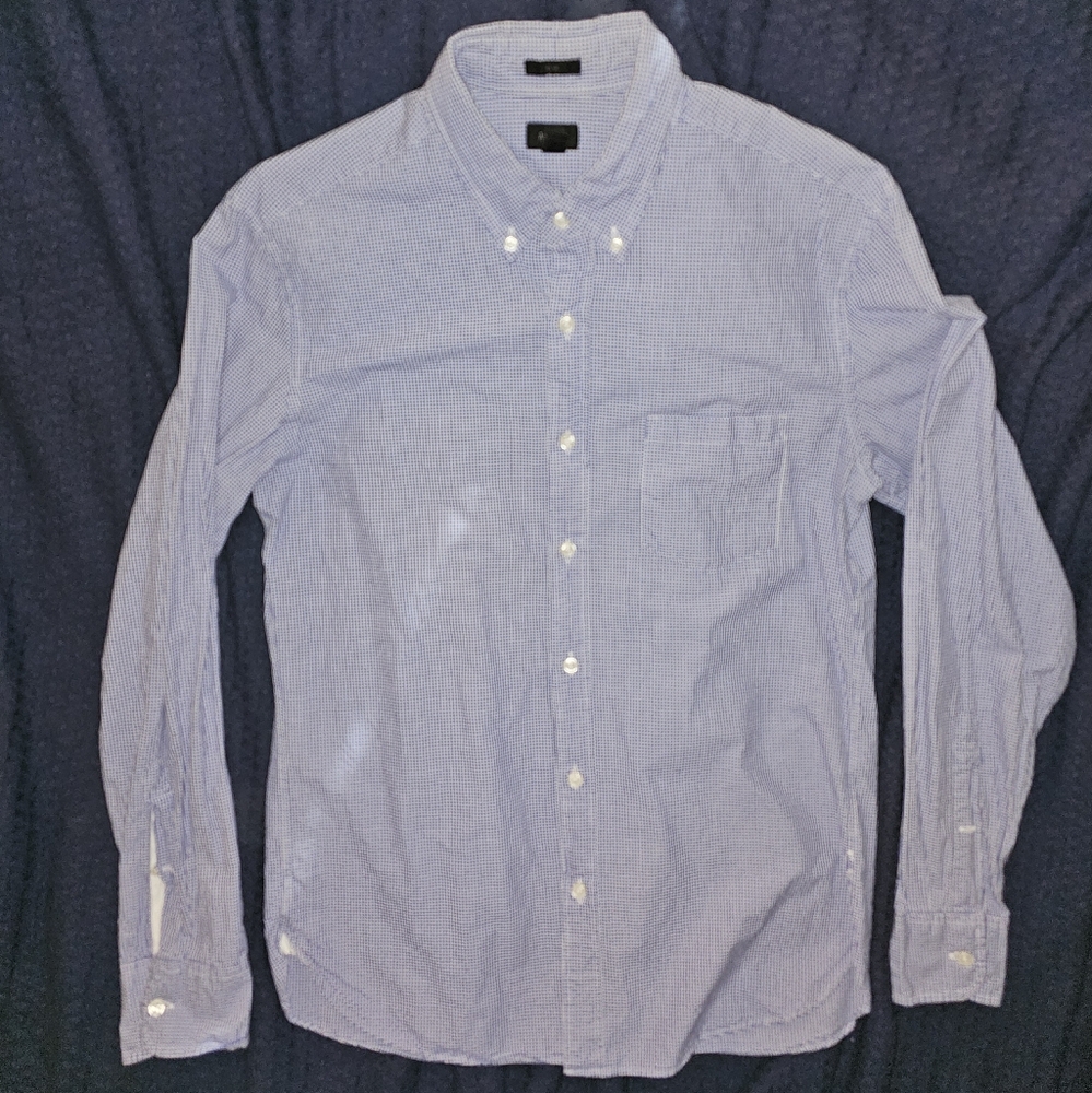 J. Crew Casual Blue and White Button Down Shirt